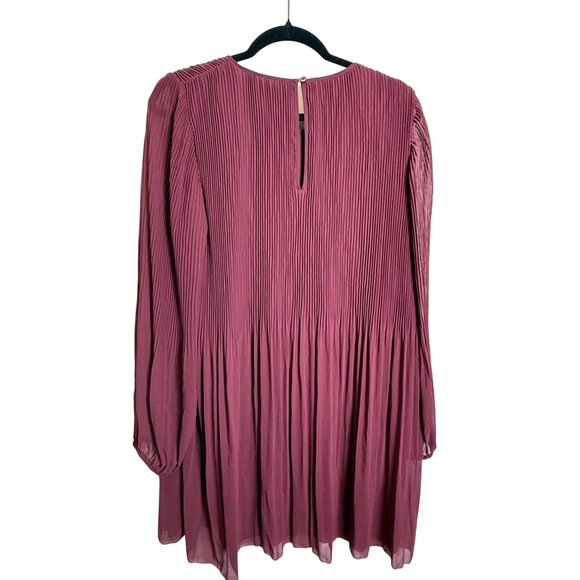 Wilfred Aritzia Daydreamer Pleated Burgundy Dress Mini L Classic Workwear - Picture 3 of 8